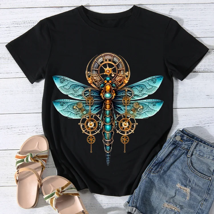 Industrial Dragonfly Women Round Neck T-shirt - BSTCA0101