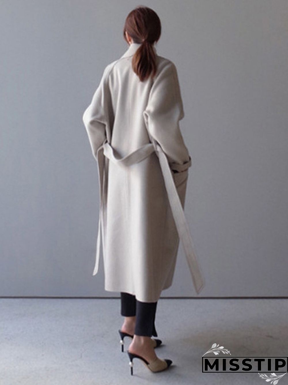 Autumn And Winter Fashion Women Temperament Coat Loose Long Oversize Trench Coat Wool Blend Coat