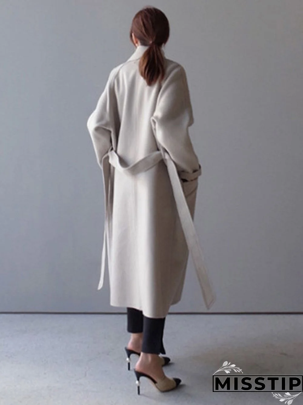 Autumn And Winter Fashion Women Temperament Coat Loose Long Oversize Trench Coat Wool Blend Coat