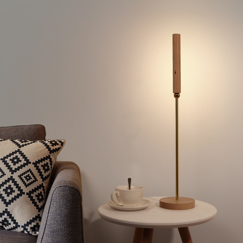 Multi-purpose Wooden Desk Lamp - 360° Rotatable & Magnetic Detachable Touch Dimming USB Night Light