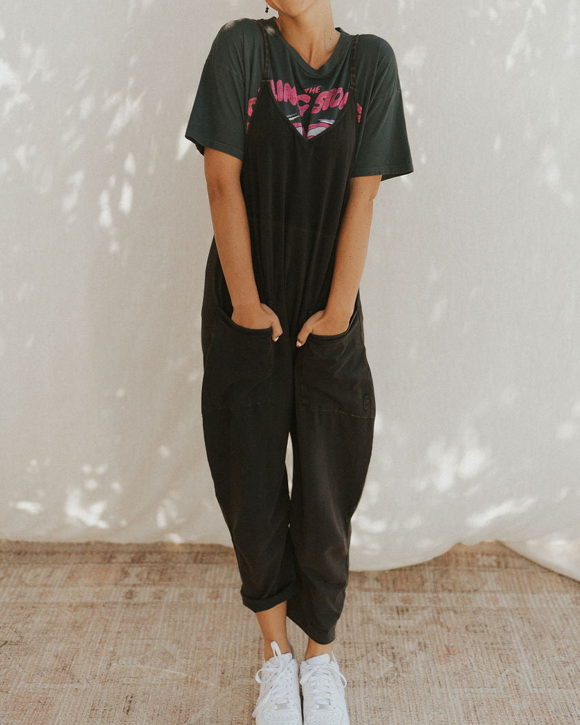 Solid V-Neck Sling Pocket Jumpsuit