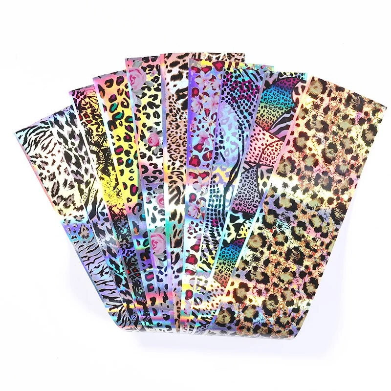 10pcs Magic Effect Angel Leopard Nail Foils Marble Autumn Slider Flowers Stickers For Acrylic Designs Nail Art Decoration-Nail Inspo
