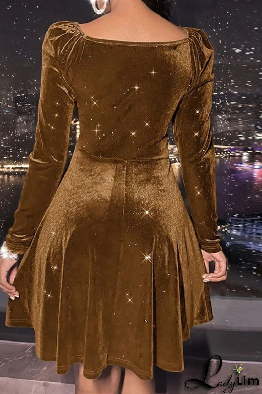 Blue Casual Solid Split Joint V Neck A Line Dresses