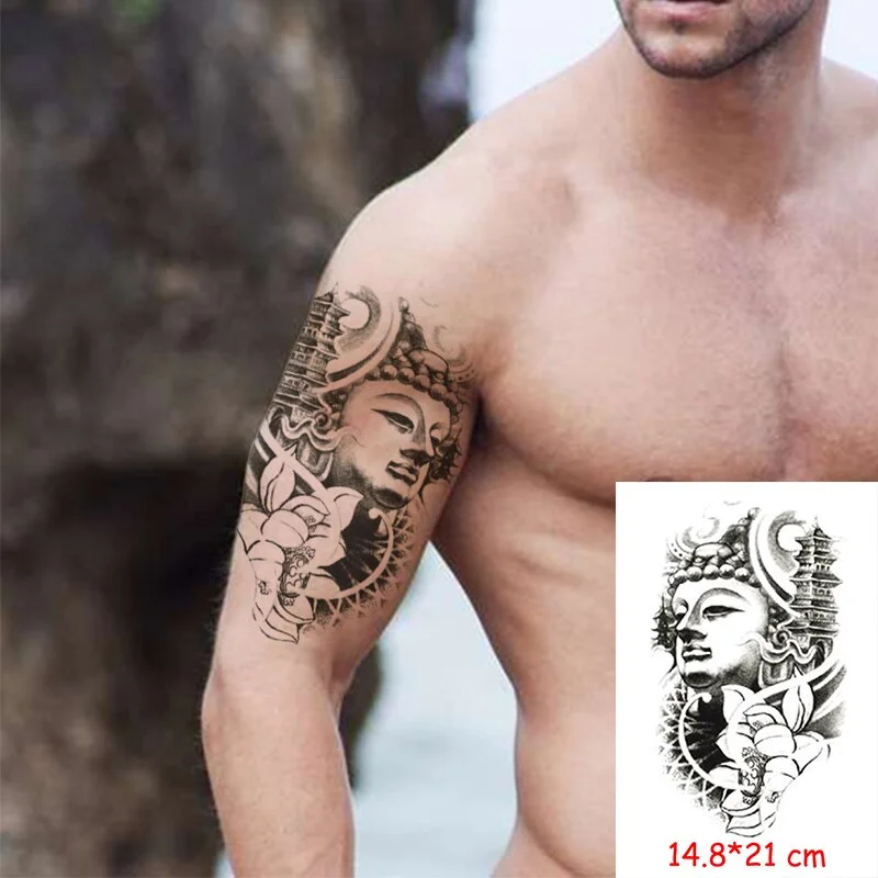 Waterproof Temporary Tattoo Sticker Totem Line Black Classical Tatoo Body Art Arm Leg Fake Tattoos Women/Men Girl 14.8*21 Cm