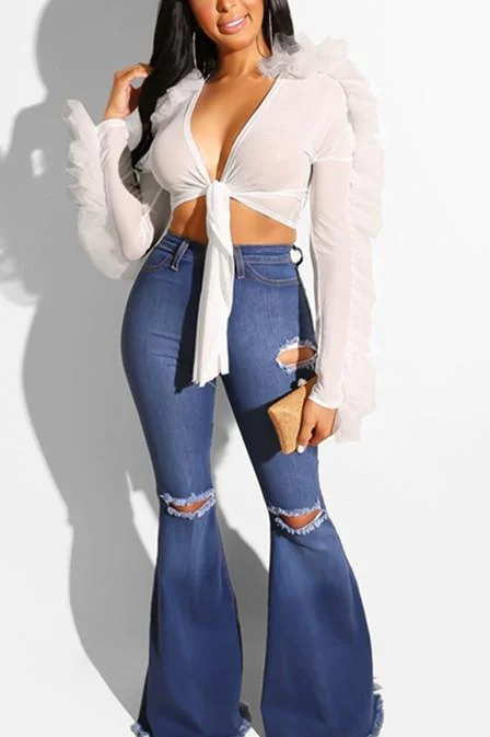 Sexy Fashion Long Sleeve Lace Top