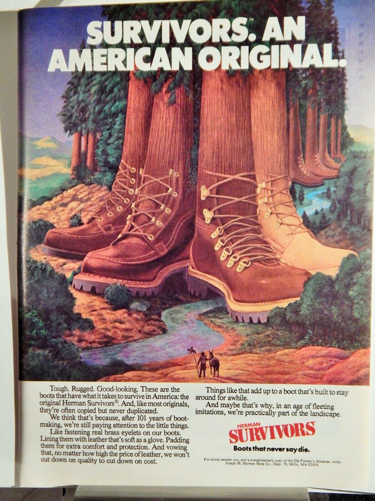 HERMAN SURVIVORS BOOTS / GORDON'S LONDON GIN ORIGINAL VTG 1979 Photo Poster painting AD,