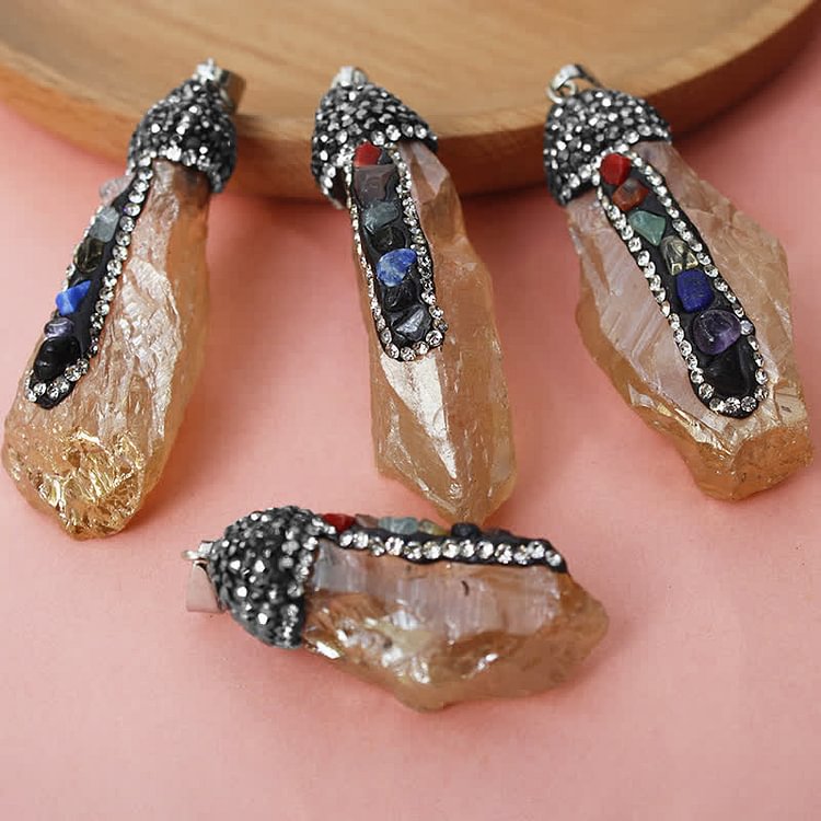 Olivenorma Chakra Irregular Shape Natural Crystal Necklace