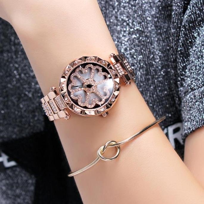 Women Watch Floral Senior Elegant Stainless Steel-VESSFUL