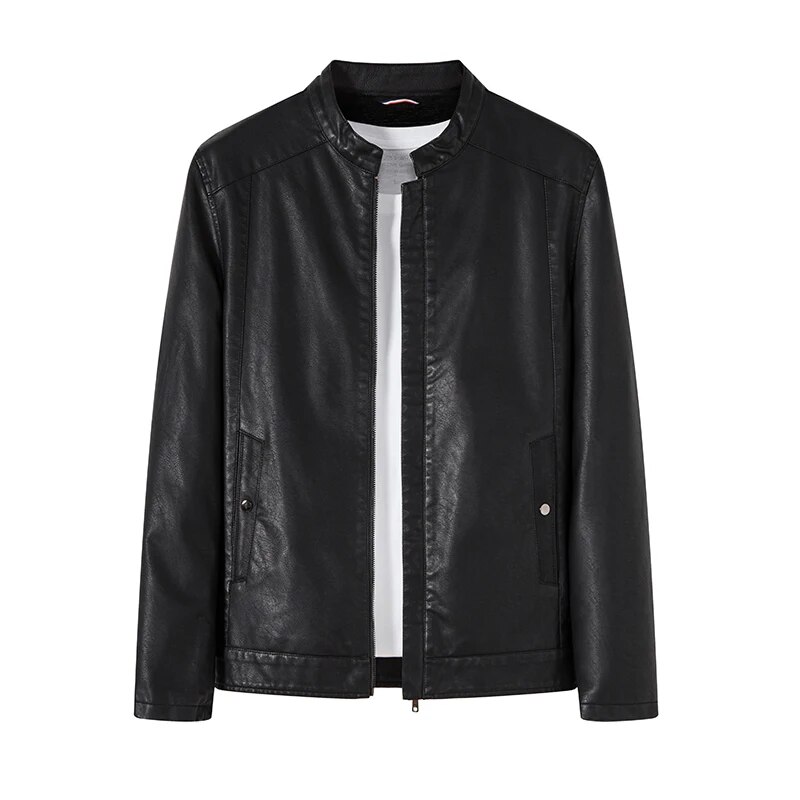 Slim Men Casual Leather Jacket Biker Zipper Motorcycle Leather Jackets Mens Business Fit Brand Pu Leather Jackets Male New Men