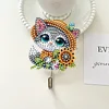 6pcs/set DIY Special-shaped Diamond Painting Wall-mounted Key Hook Kit (Flower Cat)