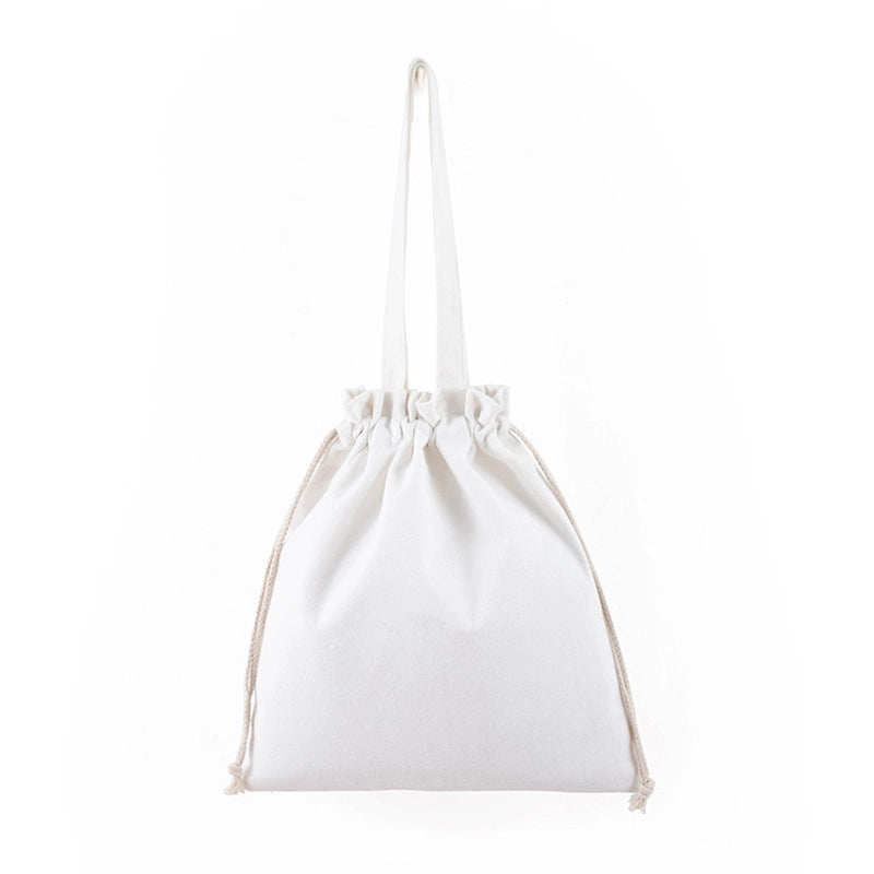 Unisex Medium Canvas Solid Color Classic Style Square String Canvas Bag