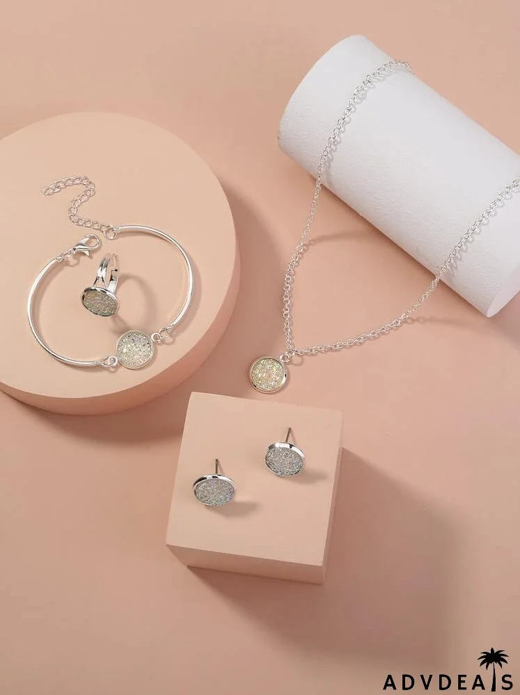 5pcs Round Detail Jewelry Set