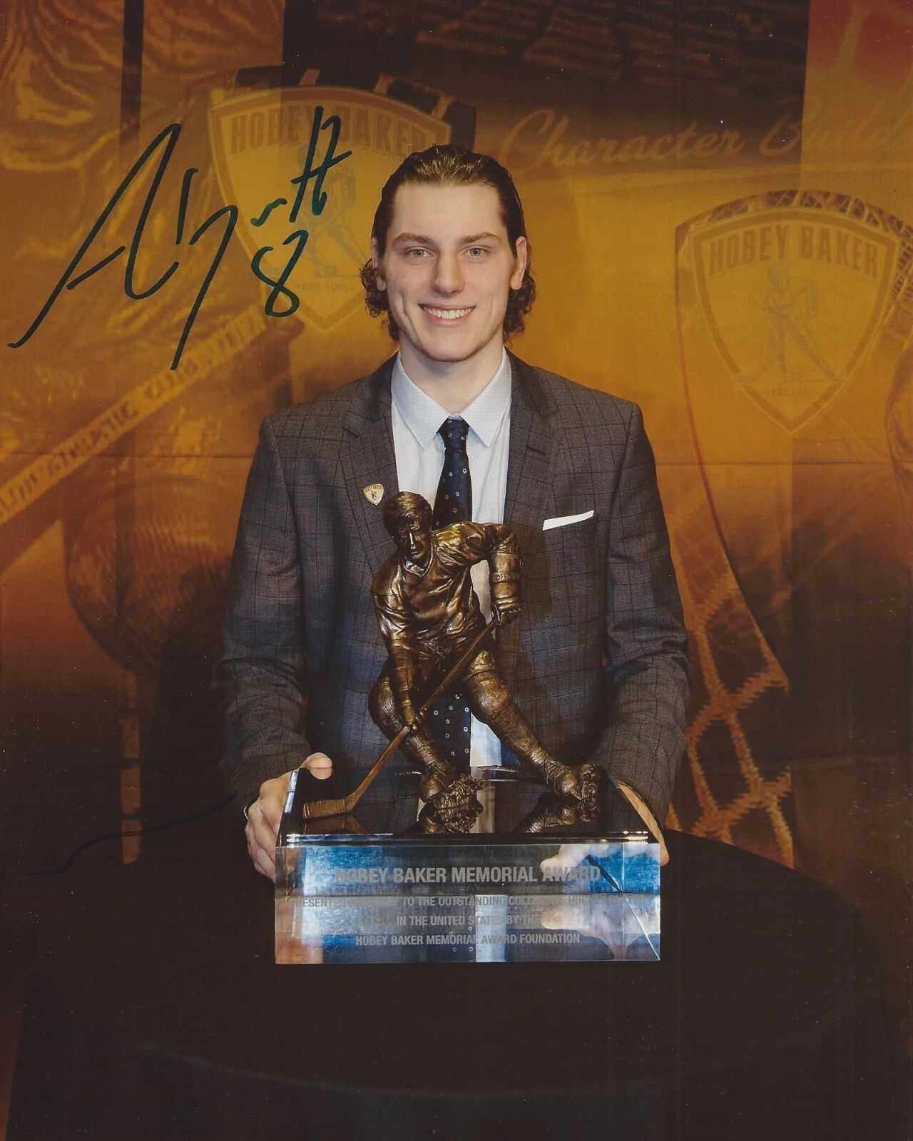 Adam Gaudette Signed 8x10 Photo Poster painting Northeastern Huskies Hobey Baker Autographed COA