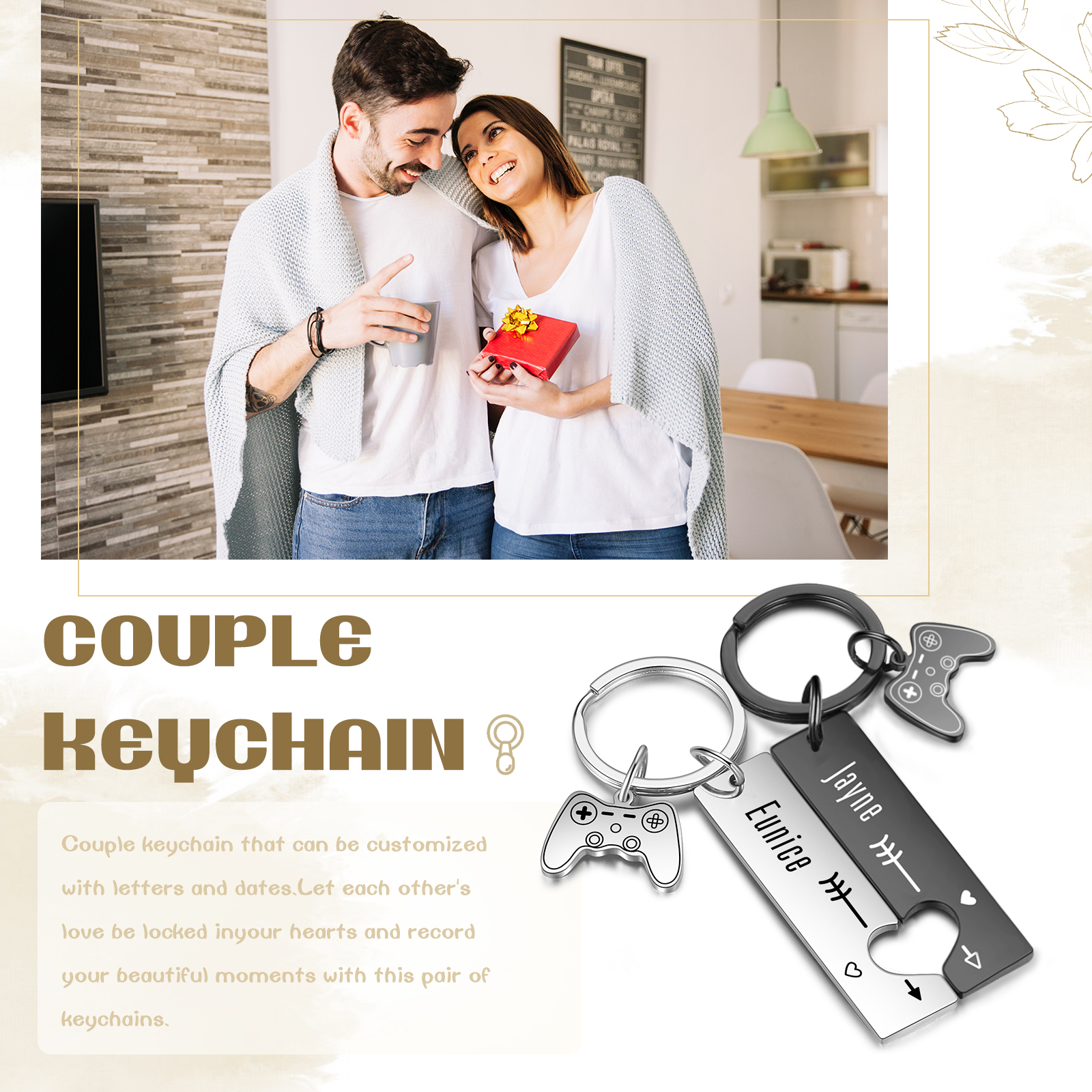Personalised Couple Keychain Custom 2 Names Keyring Game Console Valentine's Day Gift for Him/Her-Jessemade AU