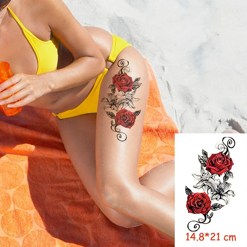 Waterproof Temporary Tattoo Sticker Sexy Letter Pattern Totem Tatoo Water Transfer Fake Tatoo Flash Tatto Woman Man 14.8*21 Cm