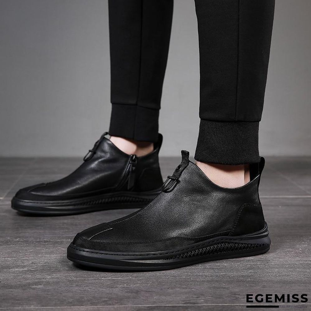Men Genuine Leather Chelsea Boots Fashion Male Shoes Cow Leather Man Ankle Boots | EGEMISS