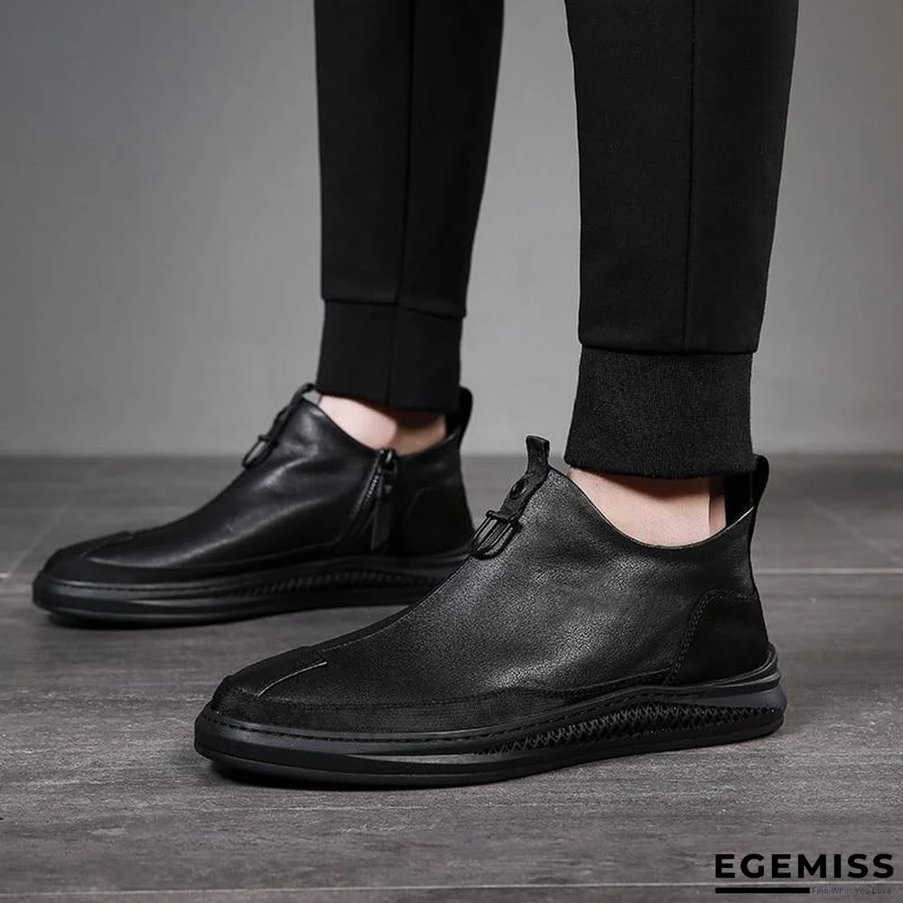 Men Genuine Leather Chelsea Boots Fashion Male Shoes Cow Leather Man Ankle Boots | EGEMISS