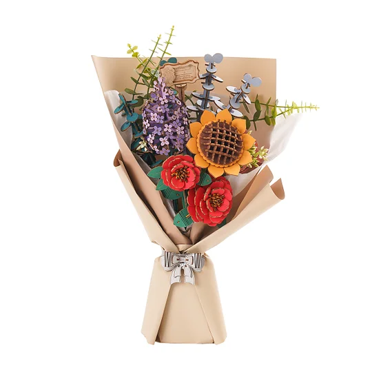 Rowood DIY Wooden Flower Bouquet 3D Wooden Puzzle | Robotime Online