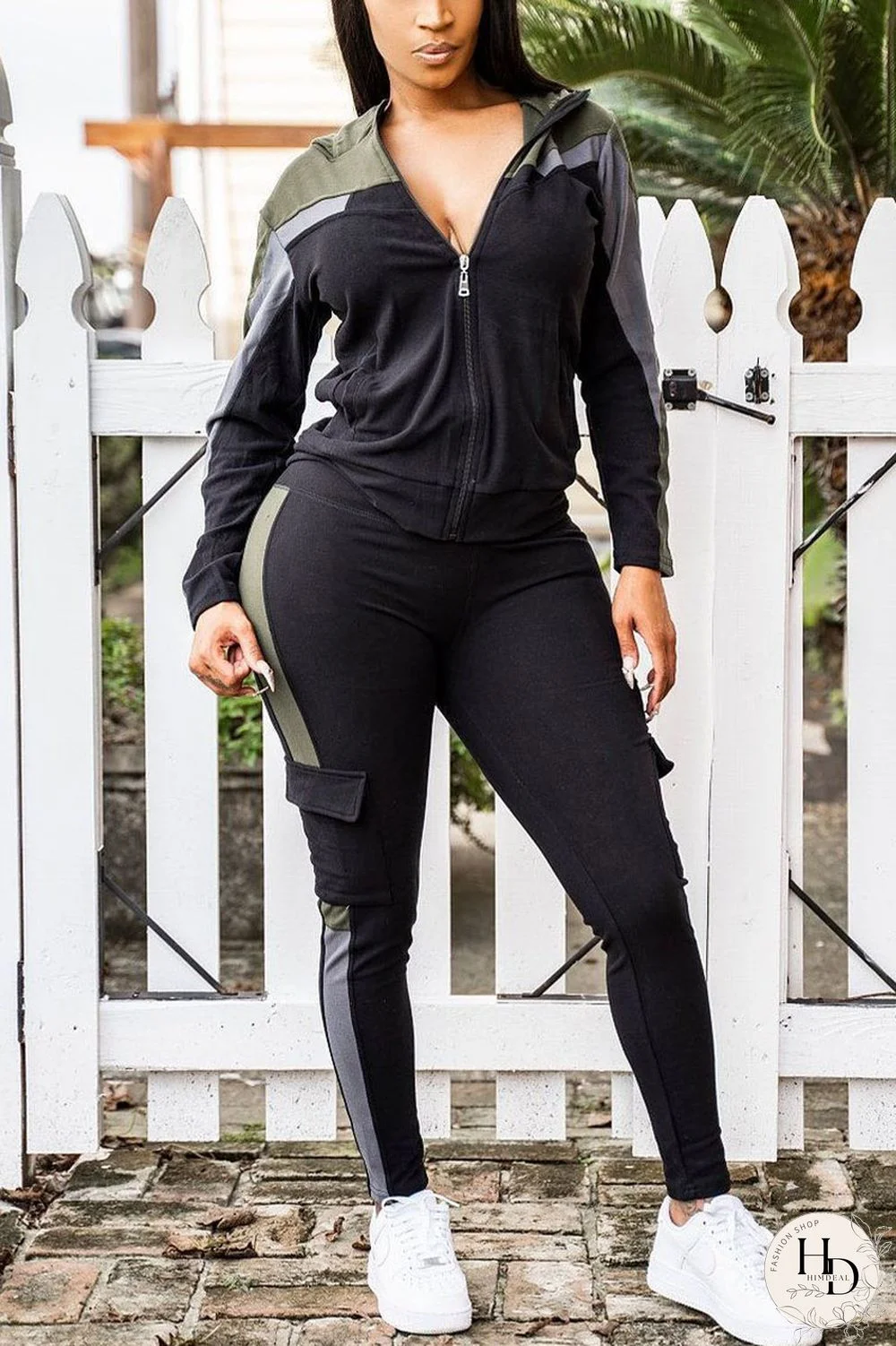 Wine Red Casual Solid Split Joint Zipper Collar Long Sleeve Two Pieces