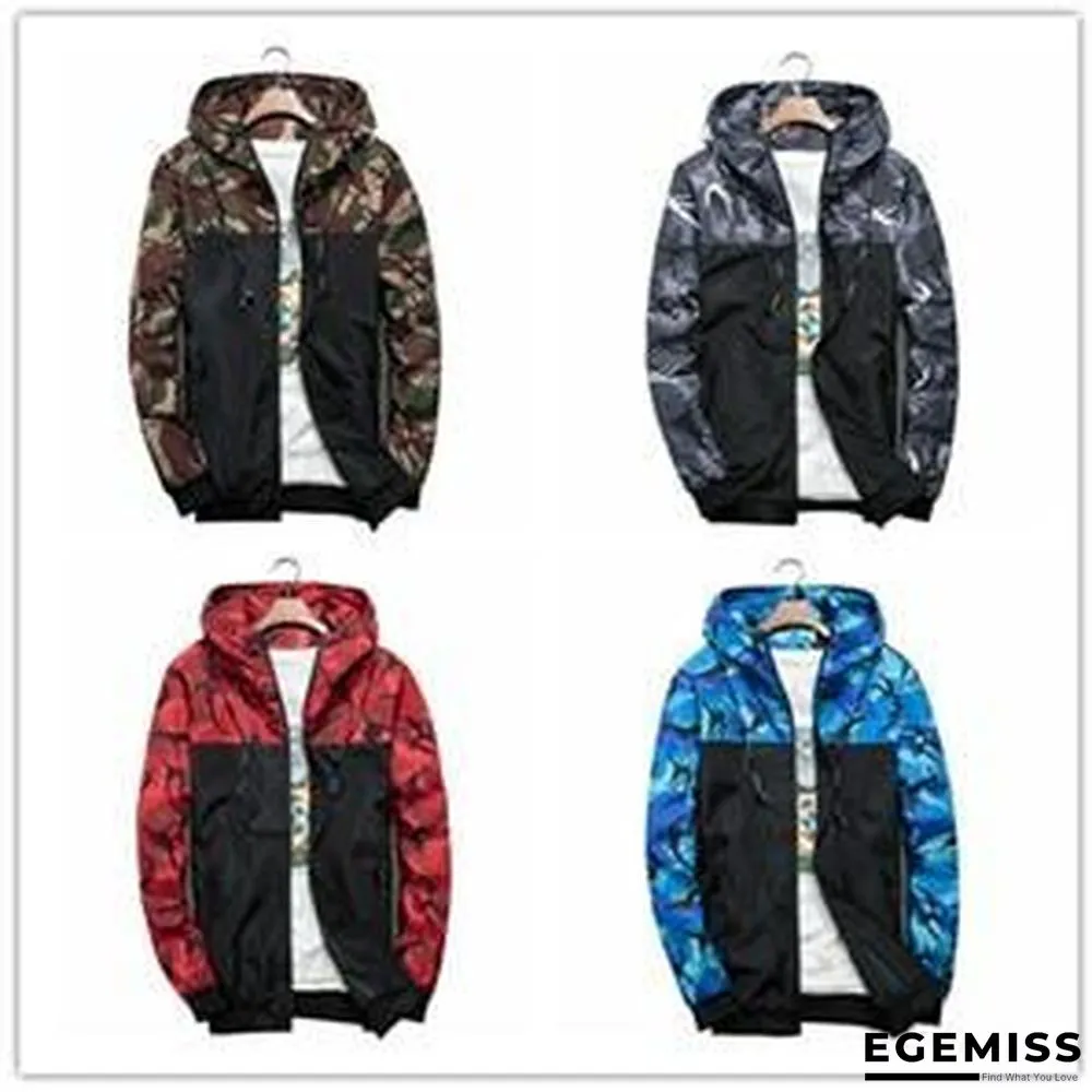 Men's Camouflage Military Casual Zipper Windbreaker Jackets Hooded Coats | EGEMISS