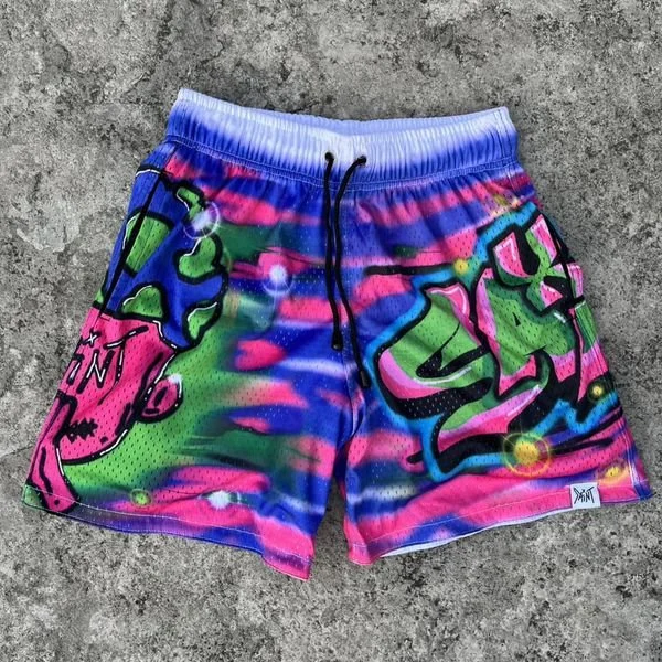 Street Sports Saint Cartoon Graphic Mesh Basketball Shorts SOPULA