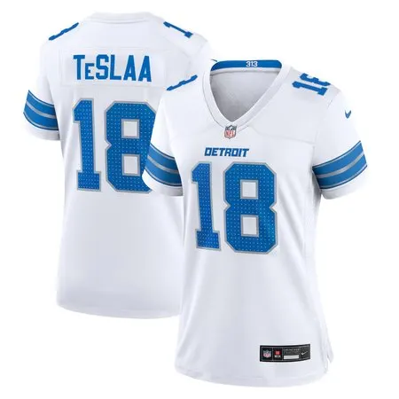 Women's Detroit Lions #18 Isaac TeSlaa  White Game Player Jersey