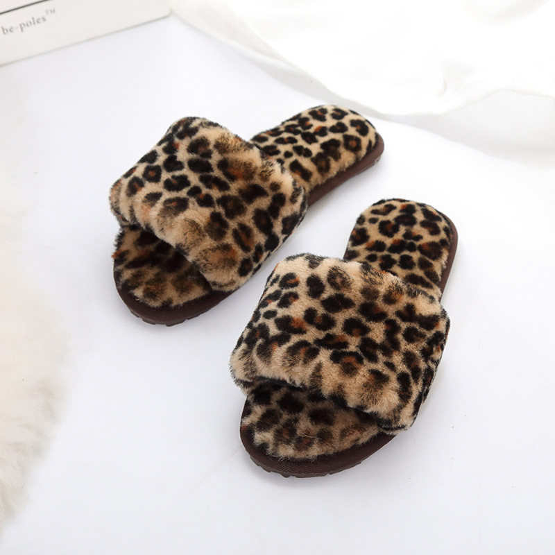 Women's Shearling Leopard Slippers