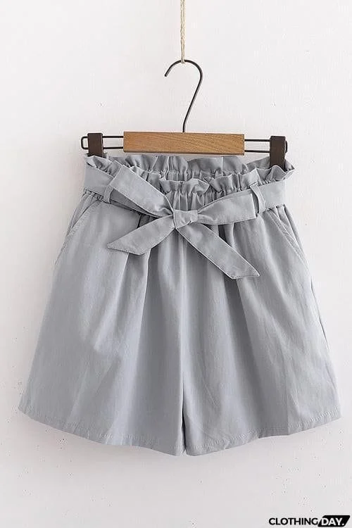 Bow Tie Elastic Waist Shorts