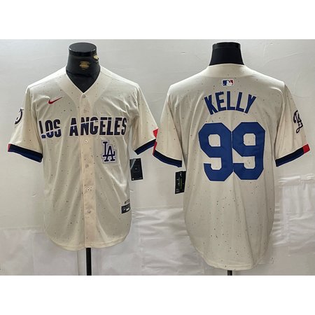 Men's Los Angeles Dodgers #99 Joe Kelly Cream Stitched Baseball Jersey TMV2