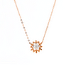 14K Rose Gold Round Lab Diamond Star Pendant Necklace with Round Lab Diamond in A Diamond-Cut Texture Halo