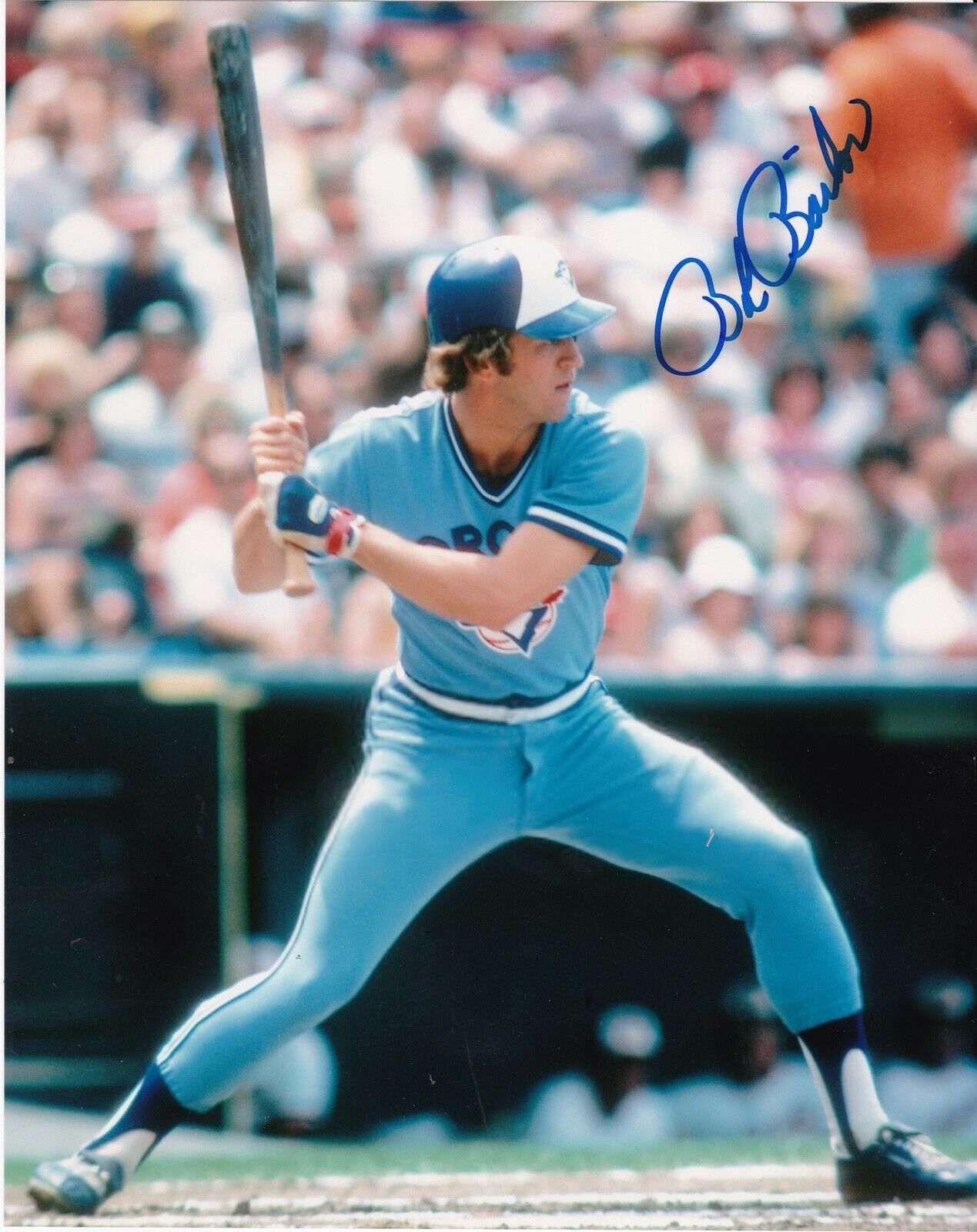 BOB BAILOR TORONTO BLUE JAYS ACTION SIGNED 8x10