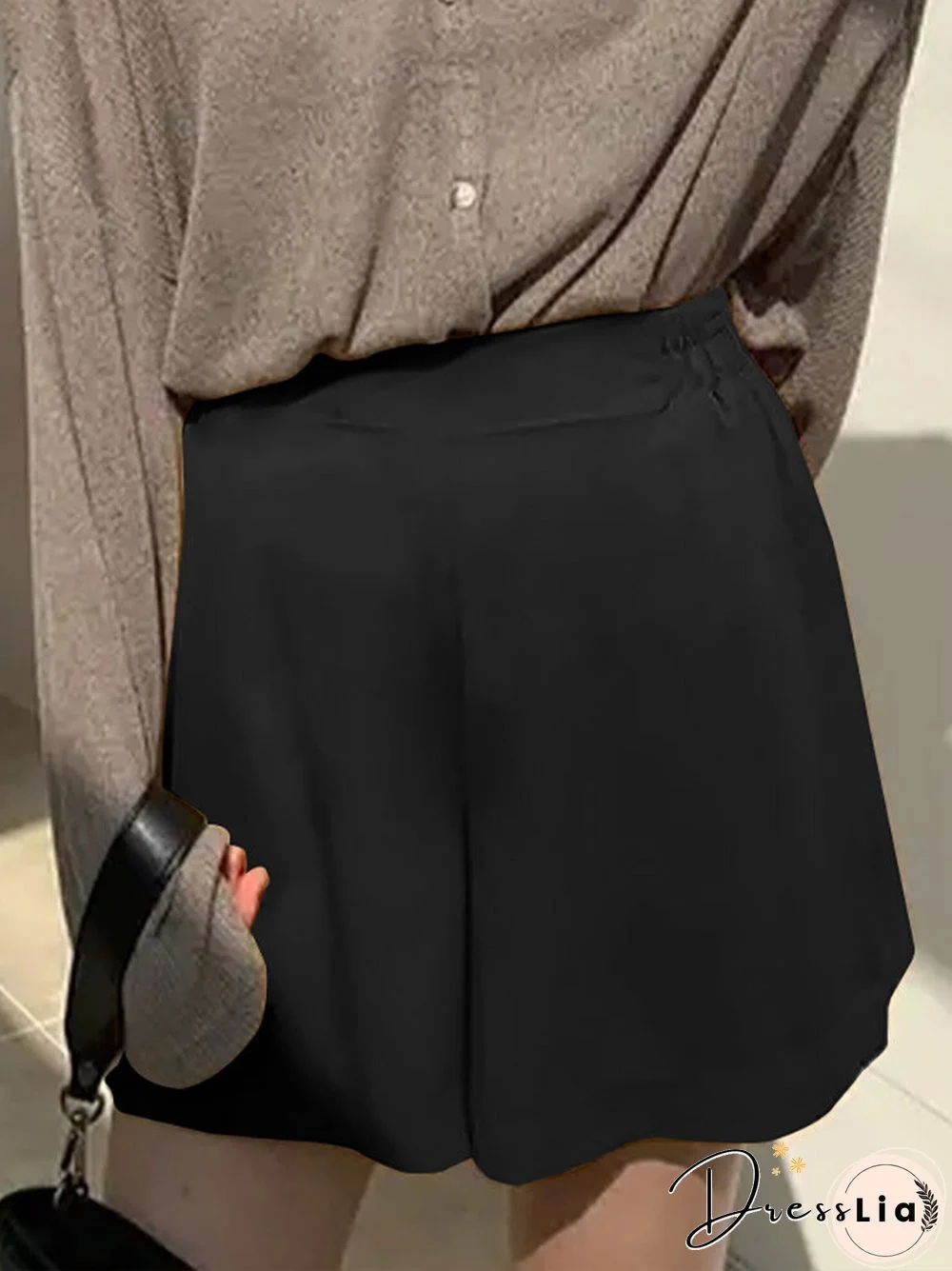 Casual Solid Pocket Wide Leg Shorts for Women