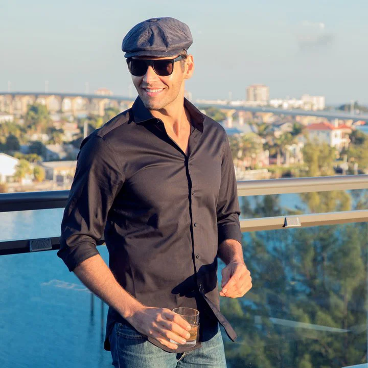 Oxford - Walrus Hats Navy/Green Houndstooth Polyester 8 Panel Newsboy Cap