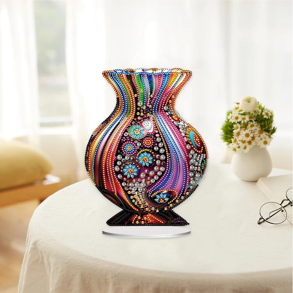 5D DIY Artistic Vase Acrylic Special Shaped Desktop Diamond Art Kit for Desktop Decor