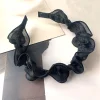 Elegant Black White Scrunched Satin Hair Bands