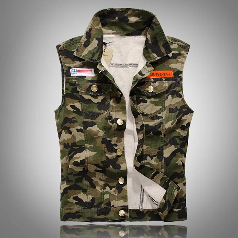 Fashion Motorcycle Camouflage Denim Vest