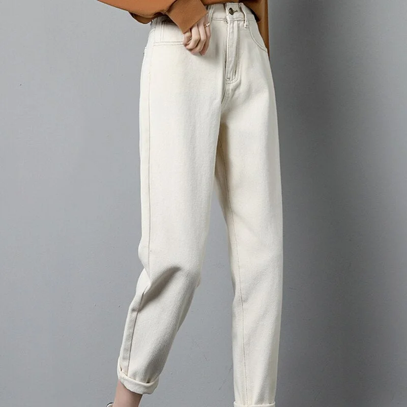 Women Jeans Harem Ankle-length High Waist Cuffs Retro Trendy Streetwear Korean Style Hip-hop All-match Female Trousers Casual