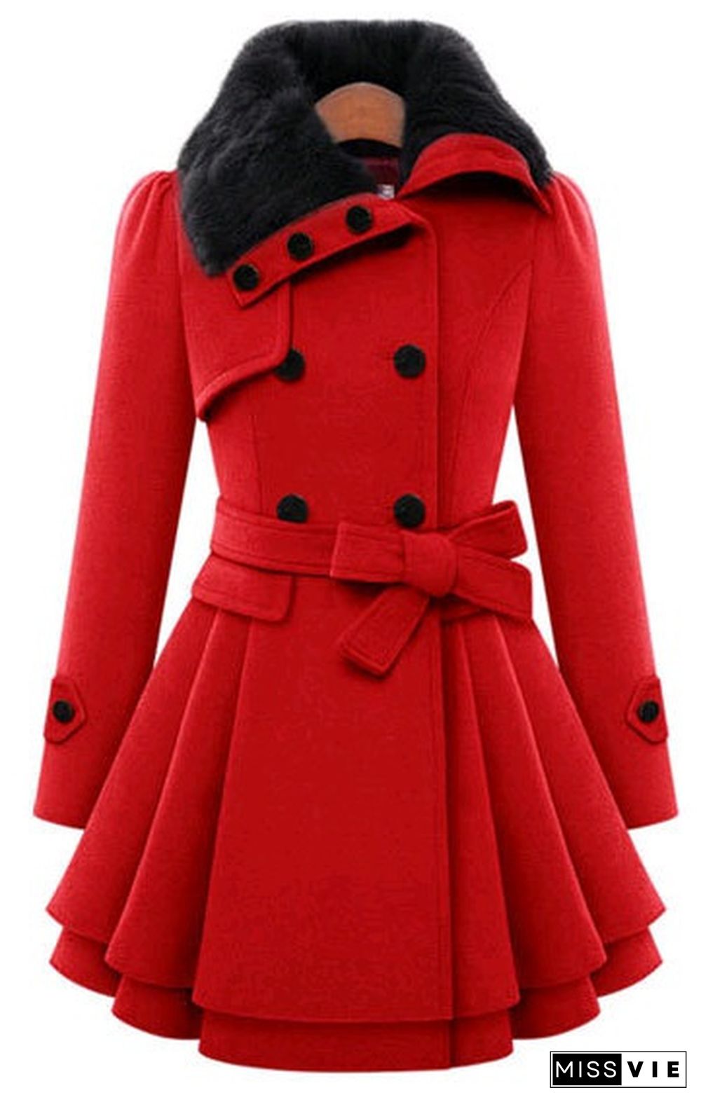 Winter Coat Womens Wool Blend Jacket Warm Lady Fur Collar Peacoat Woolen Jackets Plus Size