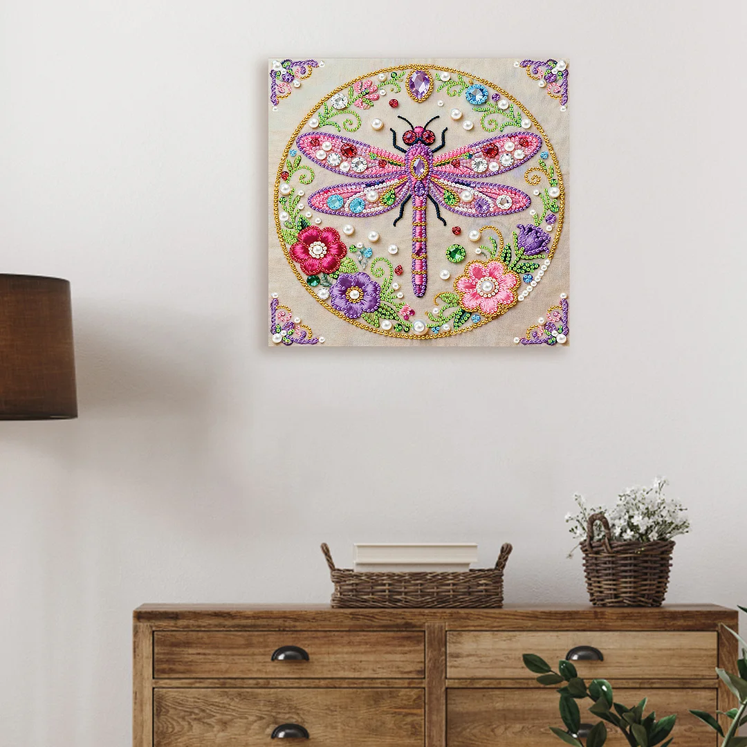 Dragonfly Art Diamond Painting Kit for Adults Home Decor 25x25cm With Frame
