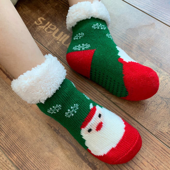 Children Christmas Slipper Socks with Grippers | Fleece-lined Crochet ...