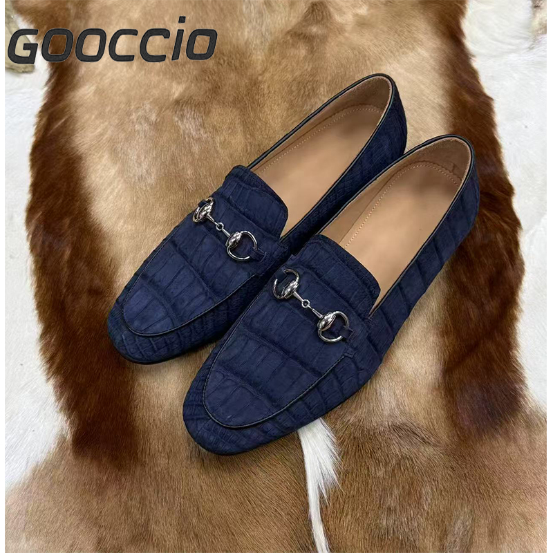 MY215 Nubuck Crocodile Leather Dress Shoes/Loafer Shoes For Men GOOCCIO   
