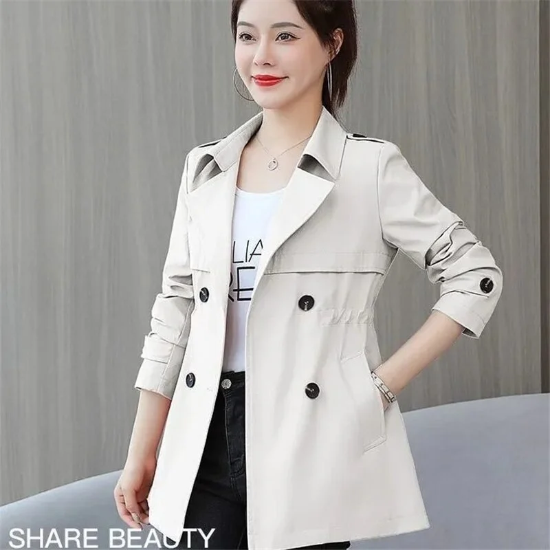 2023 New Spring Autumn Women Jacket Coat Double breasted Windbreaker Long Sleeve Casual Jackets Loose Outerwear Chaqueta Mujer