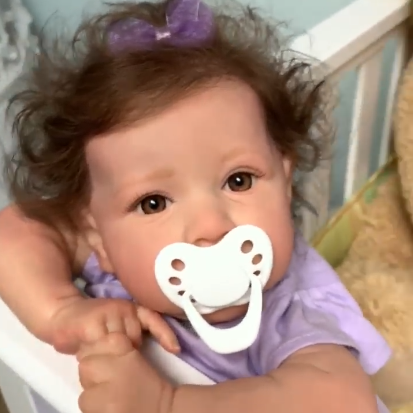 [Heartbeat💖 & Sound🔊] 20" Kids Reborn Lover Sylvie With Brown Hair and Eyes Reborn Toddler Baby Doll Girl, Handmade Huggable Newborn Baby Doll Rebornartdoll® Rebornartdoll®