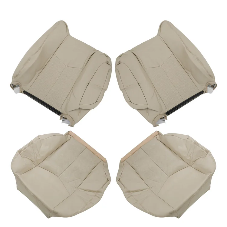 SEBLAFF Seat Cover Tan 4Pcs Leather Bottom Lean Back Driver & Passenger Replacement for 2003-2006 Escalade