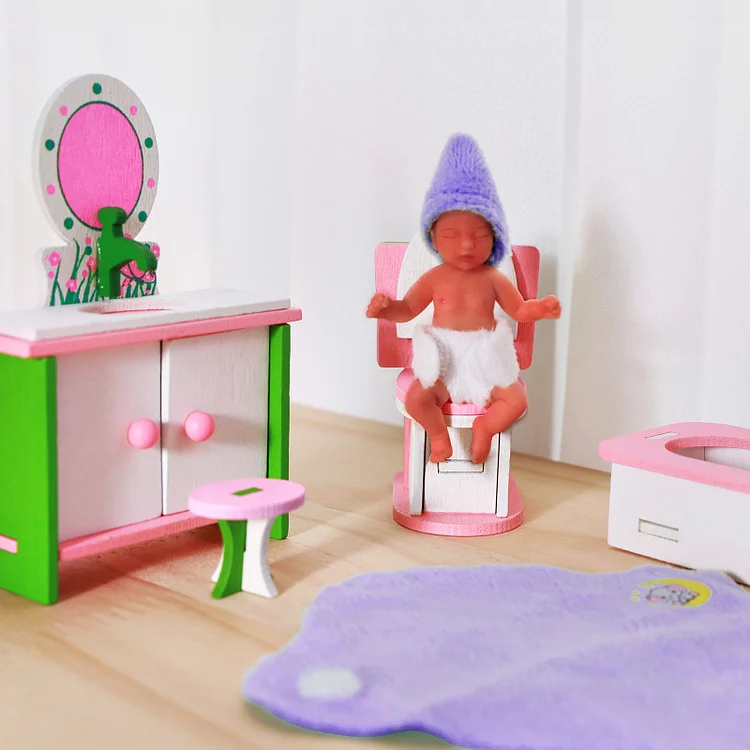 Babeside Aurora 3" Mini Full Silicone Sleeping Reborn Baby Girl with Playset Accessories