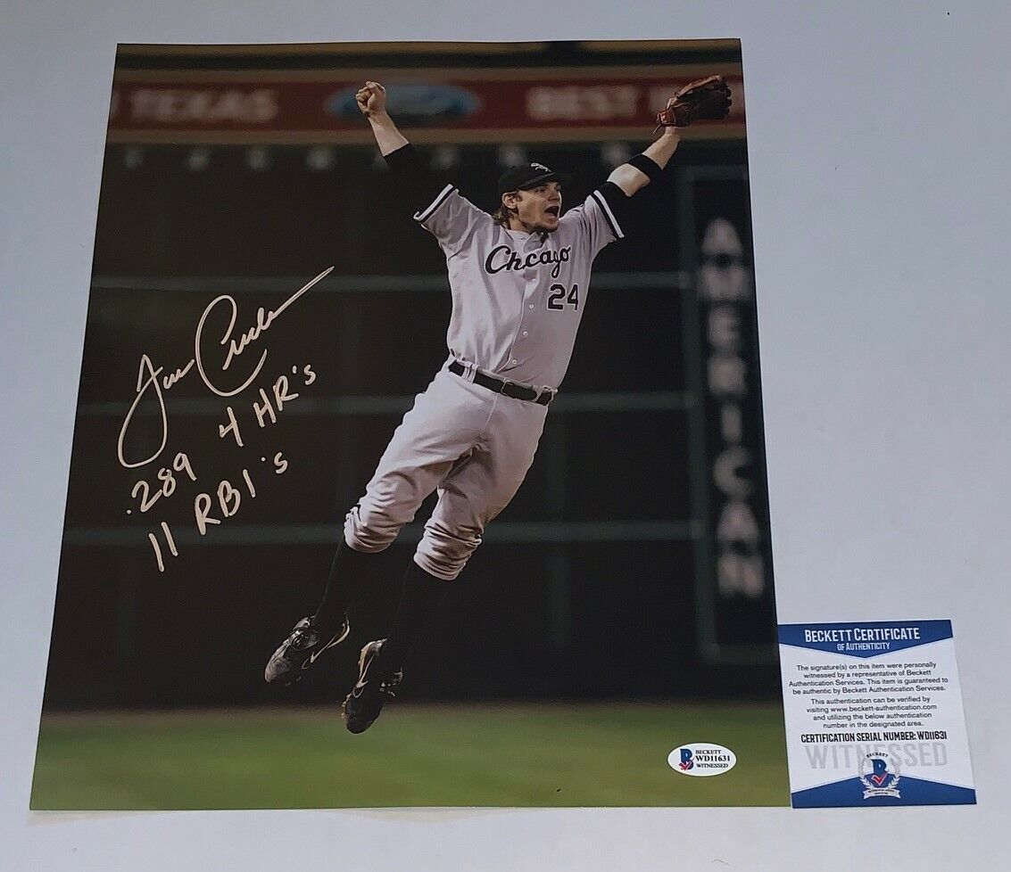 Joe Crede signed White Sox 11x14 Photo Poster painting W/ 05 Post Season Stats Beckett Witnessed