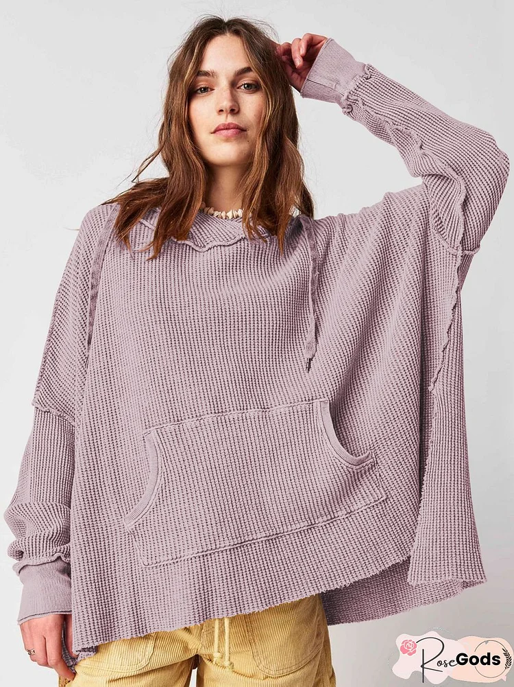 Hoodie Casual Shift Plain Sweatshirt