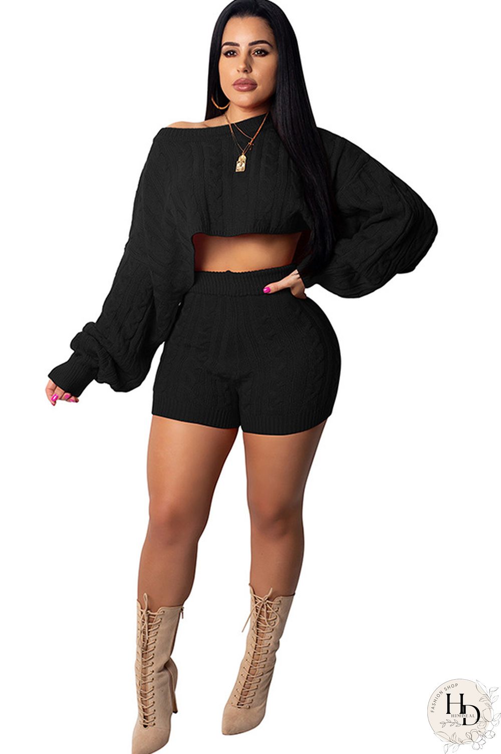 Orange Wool Europe and America Solid Two Piece Suits pencil Long Sleeve Two-Piece Short Set