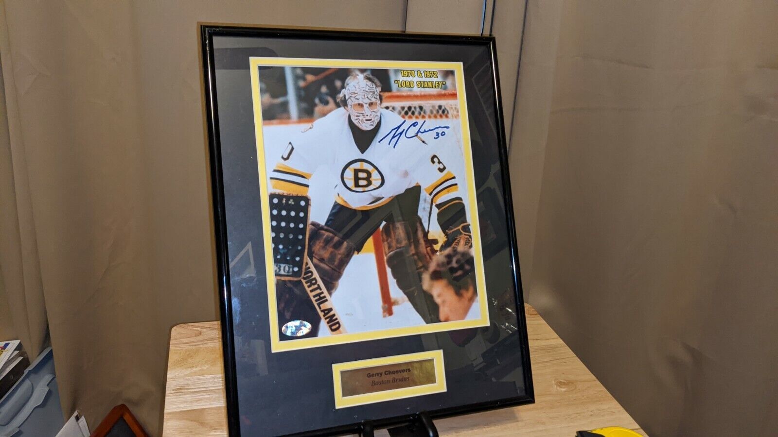 Gerry Cheevers Boston Bruins Signed Photo Poster painting Framed New England Picture COA