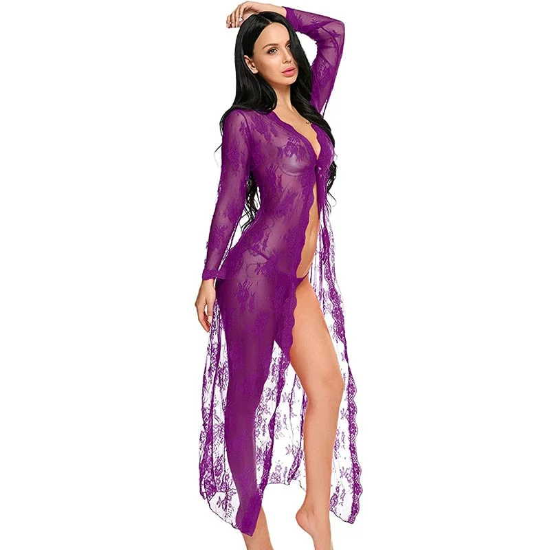 Women Transparent Erotic Robe Sex Toys For Couples Sex Tools BDSM Bondage Restraint Costume 18+ Adults Games Product Add Thong